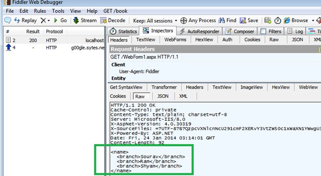Data in Request format